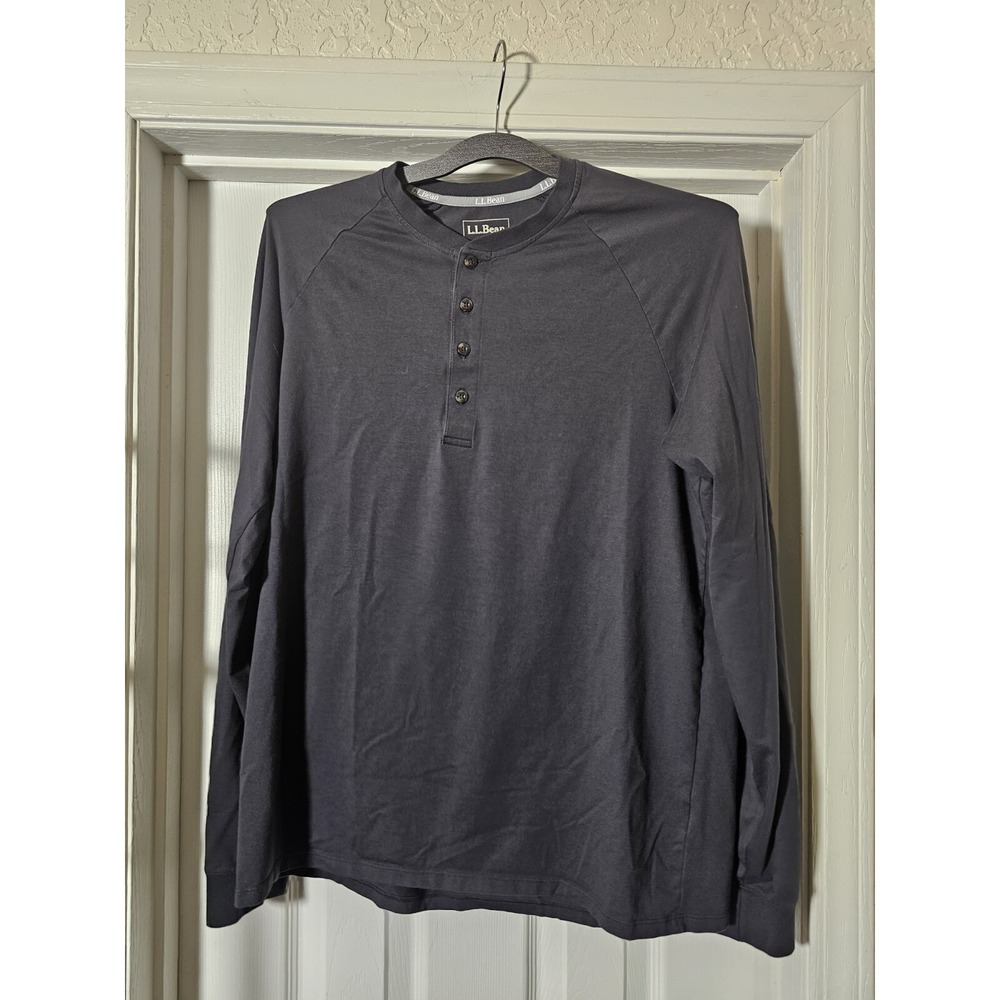 LL Bean Shirt Mens Medium Comfy Traditional Fit Henley Long Sleeve Tee Shirt